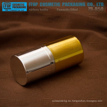 ZB-B50 50ml brillante oro y plata cromado color personalizable cosméticos plástico botella de vacío